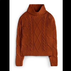 Cable Knit Brown Turtleneck Sweater